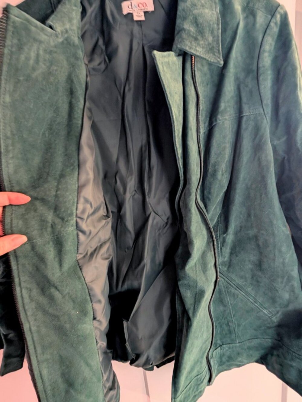 NWOT Denim & Co. Genuine Leather Jacket Forest Green - Washable - Size 2X - Picture 2 of 6
